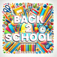 A vibrant and eye-catching thumbnail image for a back-to-school blog. The image features a colorful mix of school supplies such as notebooks, pencils, backpacks, rulers, scissors, and an alarm clock arranged creatively on a white background. The text "BACK 2 SCHOOL" is prominently displayed in bold, red letters in the center of the image, making the bright colors and school theme stand out.