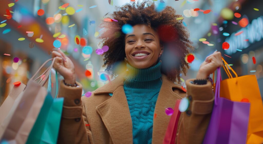 Happy woman with retail bags