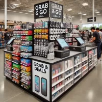 POP display next to a checkout counter